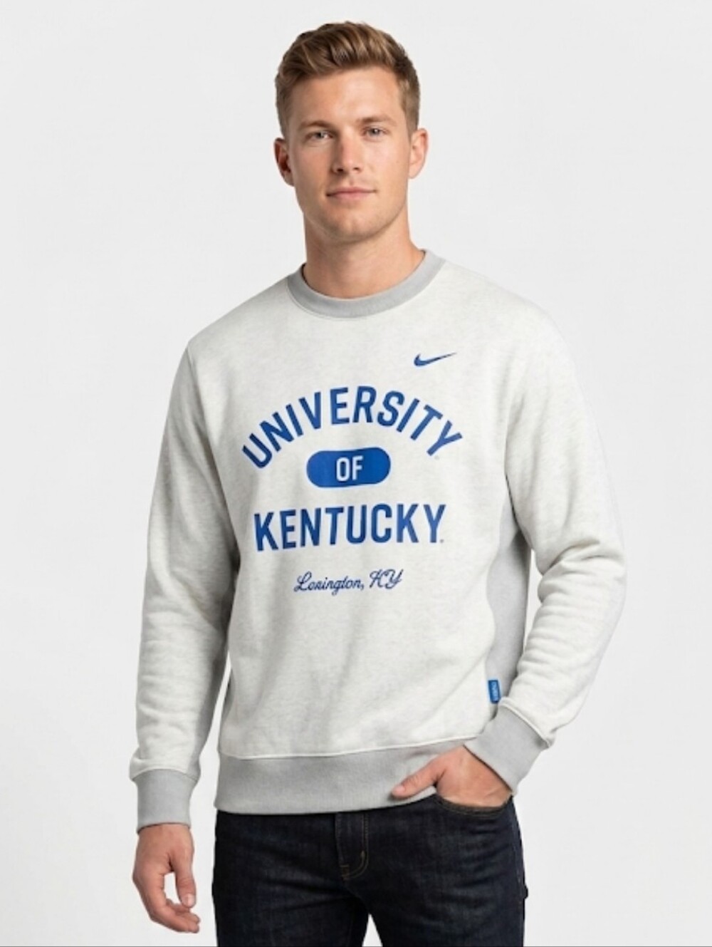Nike University Of Kentucky Wildcats  Light Gray Crewneck Sweatshirt Men's Large
